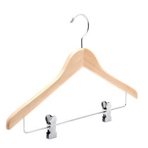 Quality lotus wood shirt trouser pant  hanger with metal hanger metal clip for sale