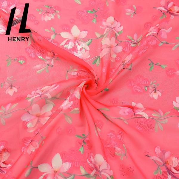 Breathable Soft Tulle Fabric Pure Polyester Dress Printing Process Chiffon Fabric