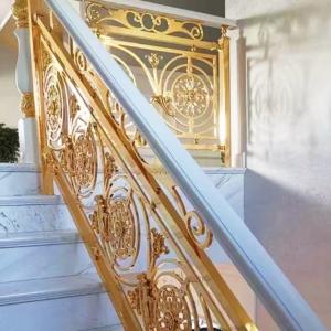 Quality Interior Gold Staircase Railing Metal Stair Railing Aluminum Material for sale