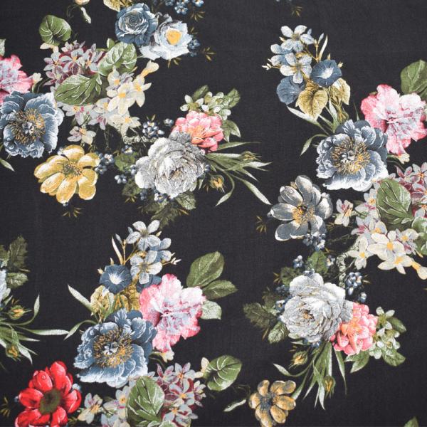 Woven Flower Viscose Fabric Texture Customized Digital Printing Light Blue Velvet