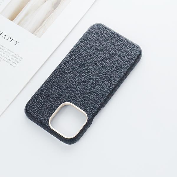 Customize Pebble Genuine Leather Cover for iPhone 13 14 Protecting Camera Phone Case