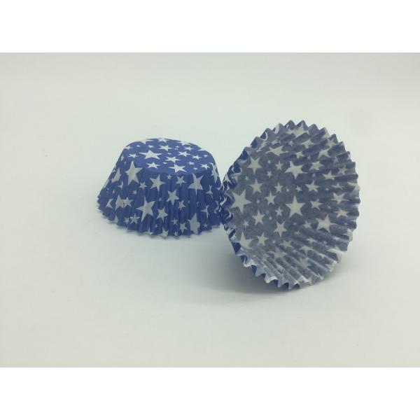 Star Blue And White Fluted Cupcake Liners , Paper Cupcake Wrappers Baking Cup