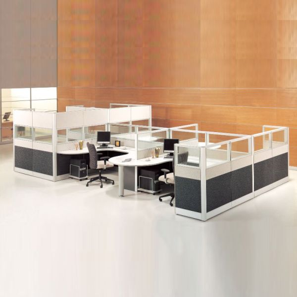 Customized Size Office Workstation with Melamine Board Desktop and Aluminum Frame Modular Office Furniture