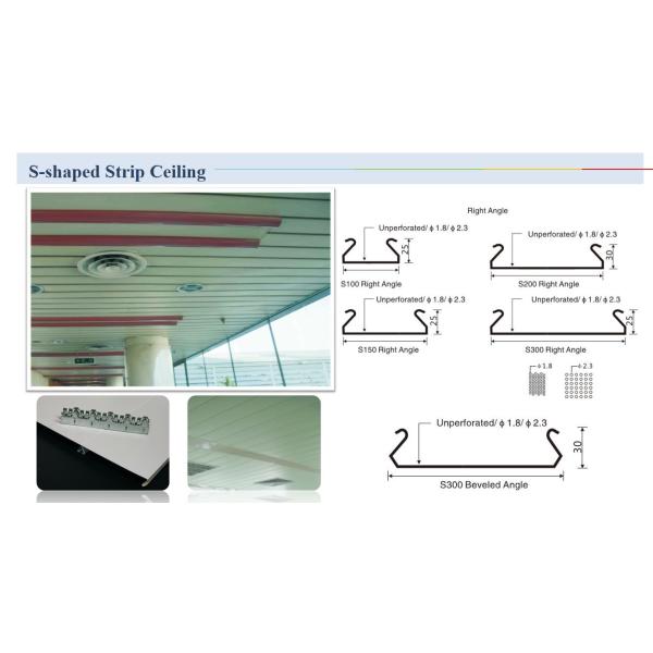 Outdoor Windproof Aluminium / Aluminum Strip Ceiling Commercial Perforated S Shape False Ceiling Panel
