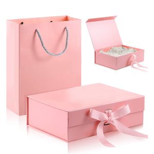 Quality Cardboard Folding Paper Box With Bow Ribbon Magnetic Closure Luxury Mailer Boxes for sale