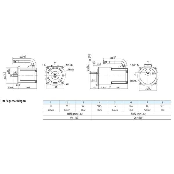30w 70mm brushless dc gear motor