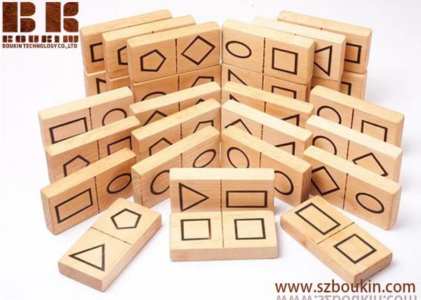 Buy Wooden domino game geometric shape dominoes eco friendly toy kids wooden toys waldorf toy 9 X 4,5 X 1,5 cm at wholesale prices
