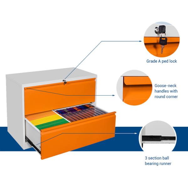 0.092 CBM 900mm Width File Hanger 2 Drawer Cabinet