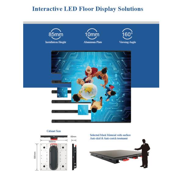 Indoor Interactive LED Floor Screens with 900-3000NITS Brightness and 200W/Cabinet Power
