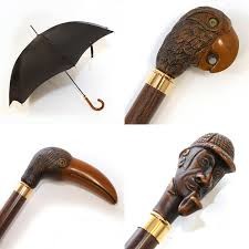 Black Walnut Wood Handle Umbrella Women Carved Umbrella Waterproof