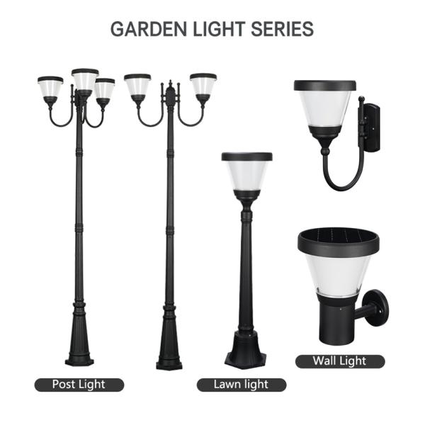 Optically Controlled LED Garden Solar Light Dustproof Aluminum PC Material with Mono cell solar panel