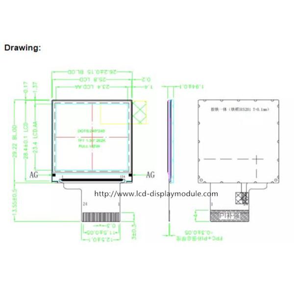 MCU SPI Interface IPS Square TFT Display Module For Wearable Smart Watch