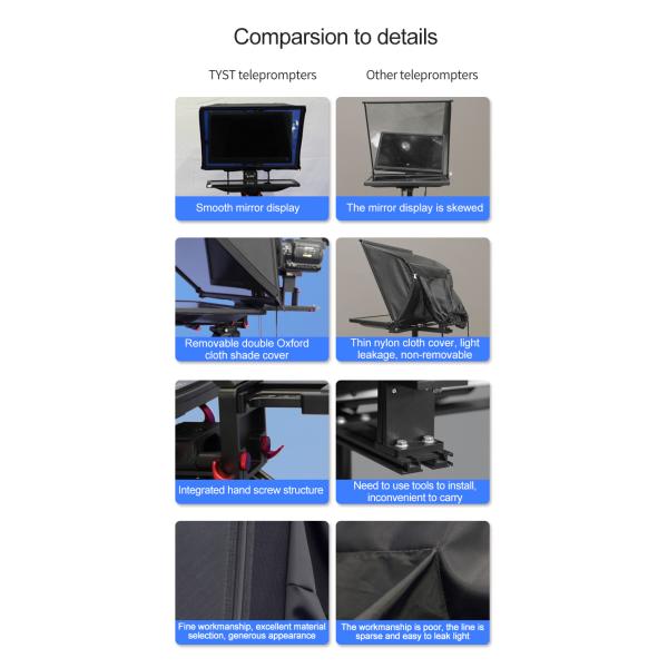 22 Inch Speech Broadcasting Studio Teleprompter with Caster Tripod by TYSTVideo