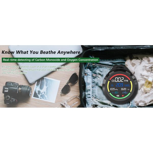 Mini Portable Carbon Monoxide Alarm Monitor Barometric Pressure Oxygen Gas Analyzer