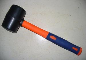China black rubber hammers with two color fiberglass handle, rubber hammers factory from China on sale
