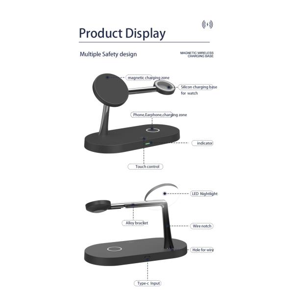 ROSH Zinc Alloy 4 In 1 Charging Dock Multifunctional Fast Wireless Charging Station