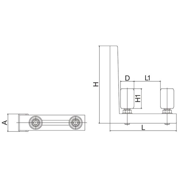 8mm To 55mm Sliding Gate Roller Bracket 2 Rollers Yellow Black Top Guide Holder