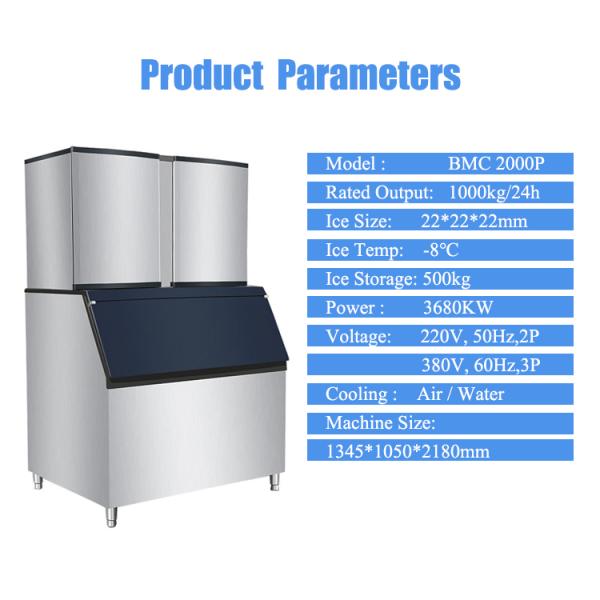 250 KG Capacity Automatic Ice Maker Machine 1000kg /24h for Commercial Ice Production