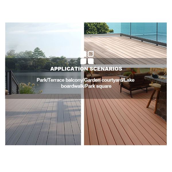 Co-Extrusion Double Color Wpc Decking Waterproof Outdoor Teak Composite Decking Floor