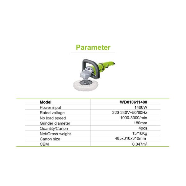 VIDO 180mm 3300/Min 1400W variable speed mini Angle car concrete metal stone Polisher