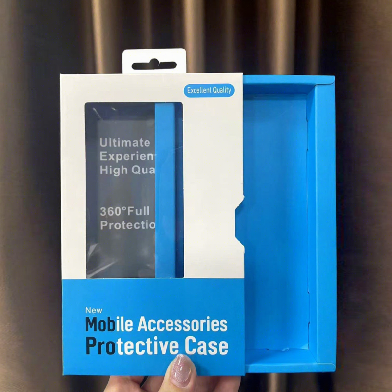Recycled Materials Phone Case Packaging Drawer Box with Embossing and Sponge Lining for Consumer Electronics