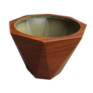Wood surface metal modern round shape flower pot planter indoor