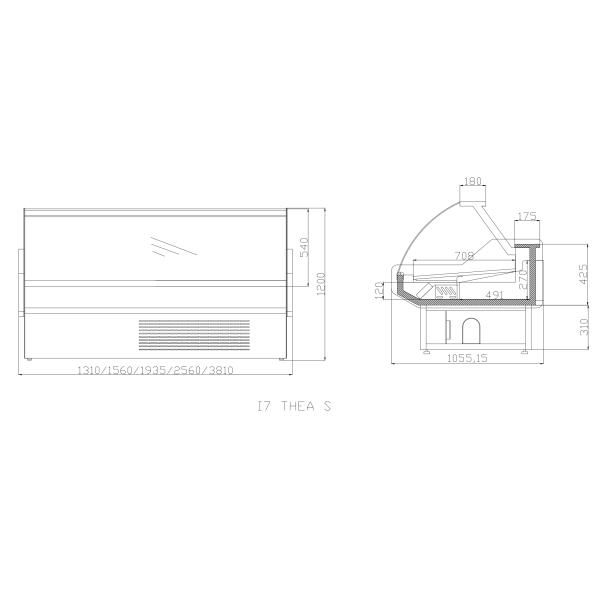 Danfoss Compressor Delicatessen Display Fridges Refrigerated Showcase For Fresh Meat