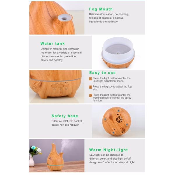 5 In 1 Ultrasonic 500ml Wood Grain Aromatherapy Diffuser
