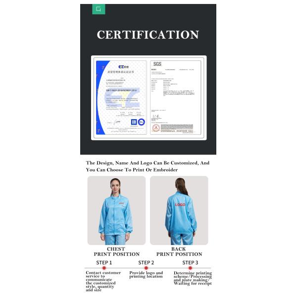 Reusable Work Food Industry Suit Safety Cleanroom Esd Antistatic Clothing
