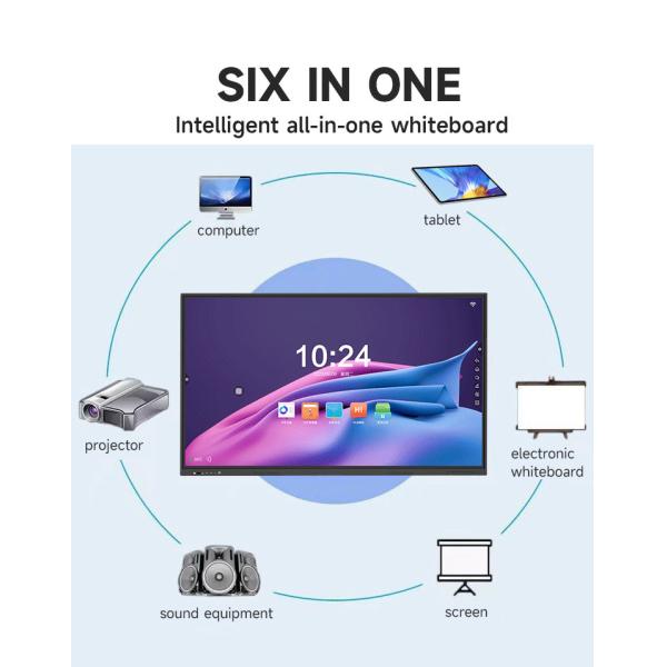 Electronic Flat Smart Interactive Whiteboard All In One Teaching 110 Inch