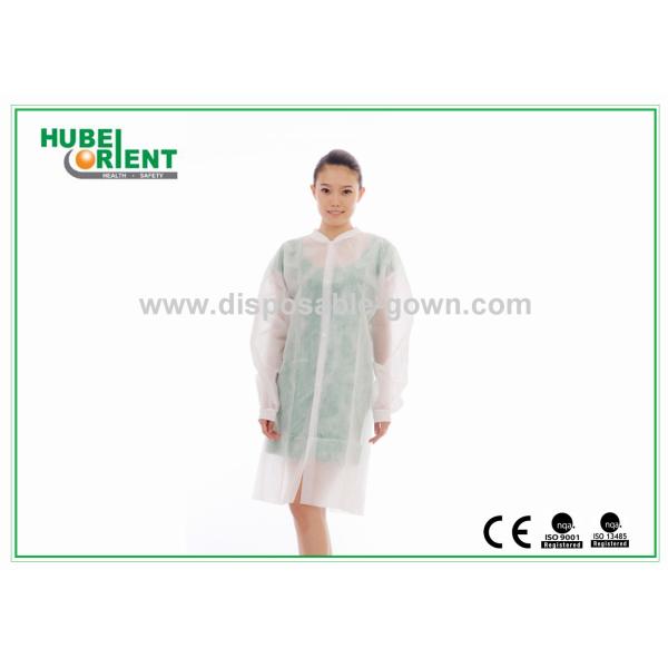 Disposable PP/Non-Woven/SMS/tyvek lab coat With Snaps For Hospital Nursing