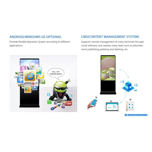 75 Inch Floor Standing Digital Signage Android OS with CMS
