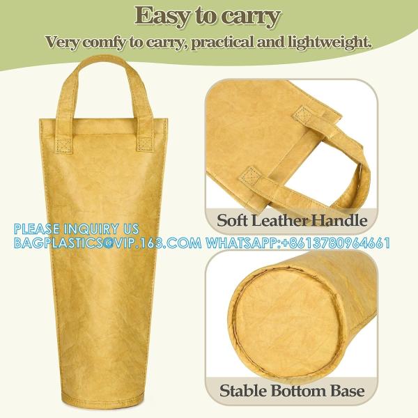 Tyvek Bottle Bag, DuPont insulated Wine Carrier Tote Holders, Portable Gift Bags With Handle For Business