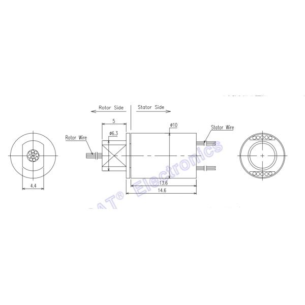 8 Circuit Capsule Slip Ring 1A 240VAC/DC Gold Contacts