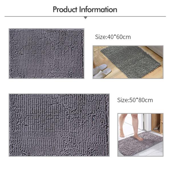 Custom Chenille Bathroom Mat With Any Pattern Rectangular