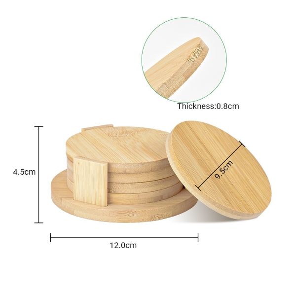 Eco Friendly Round Sublimation Natural Bamboo Wood Coaster Custom Logo Pallet Cup Mat