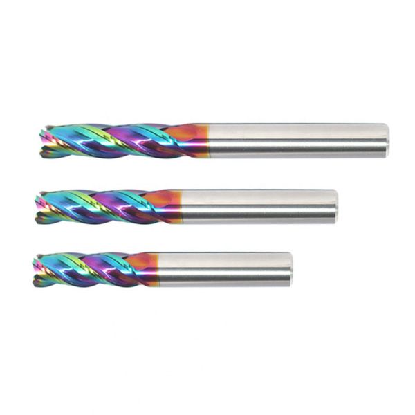 Double Flute Long Shank End Mills RLD Rainbow coating For Copper Electrode