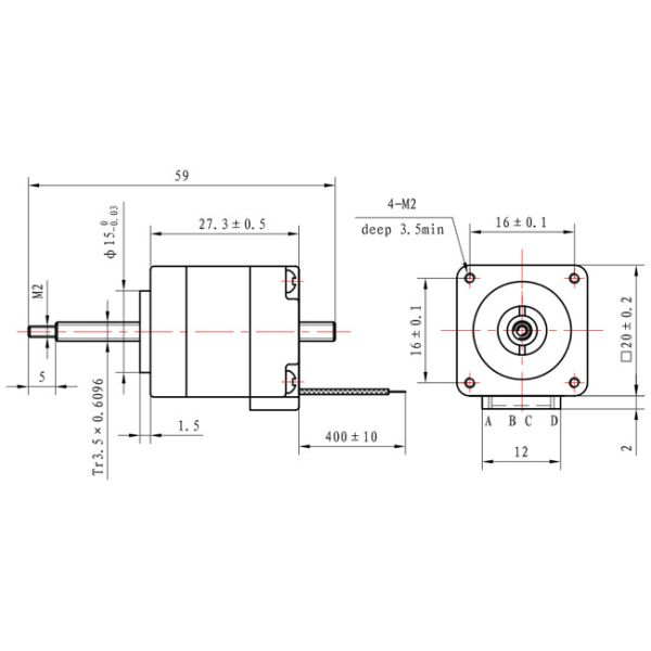 NEMA 8 Non Captive Stepping Motor For 15mN.m Educational Robots