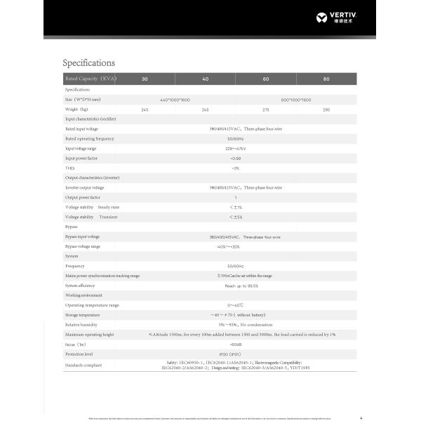 Vertiv EXS UPS 30KVA-80KVA