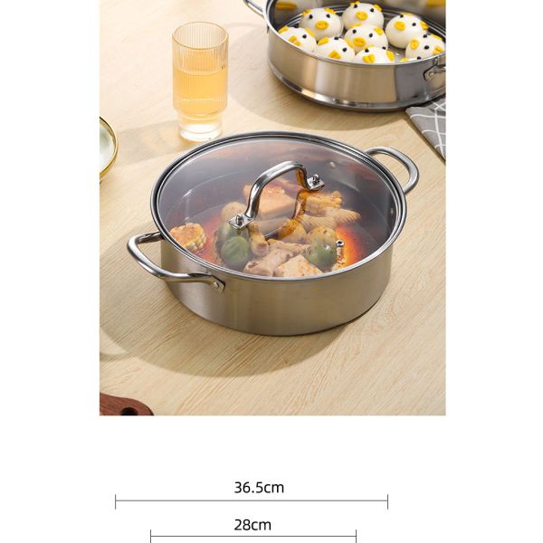 Factory 28 CM Steamer Pot Stainless Steel Dumplings Seafood Rice Cooking Food Steamer Pot For Sale