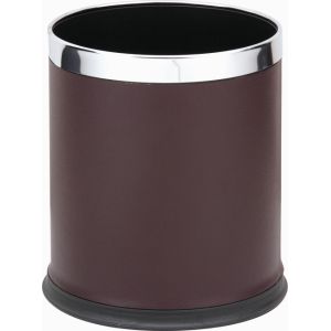 Double Layer PU Leather Cover Round Plastic Trash Can