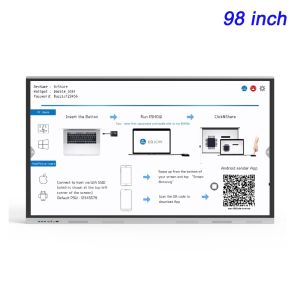 4K Touch Screen Whiteboard 98in Smart Interactive Flat Panel Dual OS