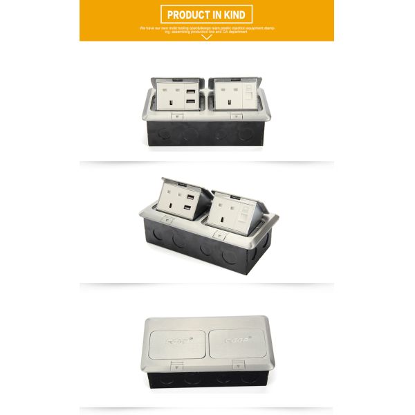 Concrete Floor Raised Pop Up Dual USB Socket With 13 Amp Plug