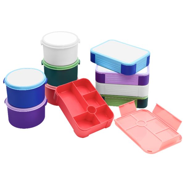 Multiple Partitions Food-Grade Sublimation Plastic Lunch Boxes For Kids Printable Sublimation Blanks Picnic Box Food Storage Container