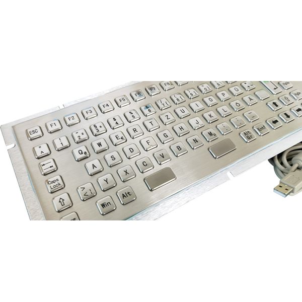 Self Service Kiosk IP65 Waterproof Stainless Steel Metal Keyboard With 38mm Trackball and Numeric Keypad