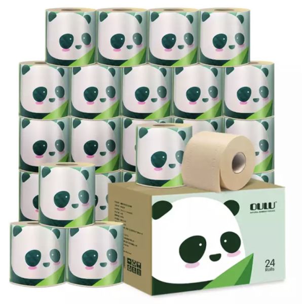 Panda Soft Bambu Paper Toilet Roll Plain Embossed for Sensitive Skin