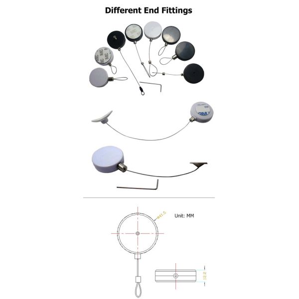Watch Jewelry Phone Display Recoiler , Round Retractable Security Tether