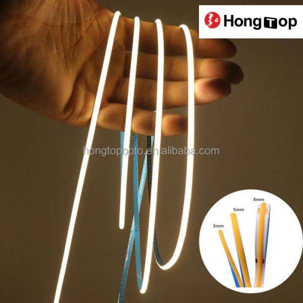 Lamp Luminous Efficiency 90lm/w 1000lm Super Narrow COB LED Strip Lights 3mm 400LEDs/m