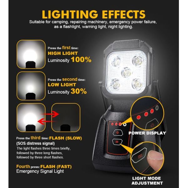 LED Handle Emergency Light Rechargeable Light High Brightness Lighting for Factory Warehouse Outdoor Waterproof
