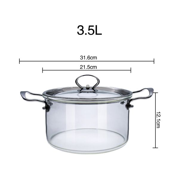 Kitchenware 5L Borosilicate Transparent Glass Soup Pot